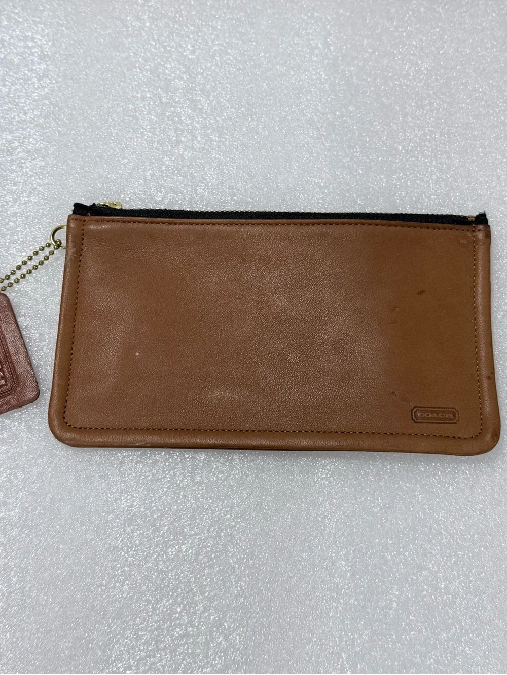 Vintage Coach British Tan Slim Makeup Bag